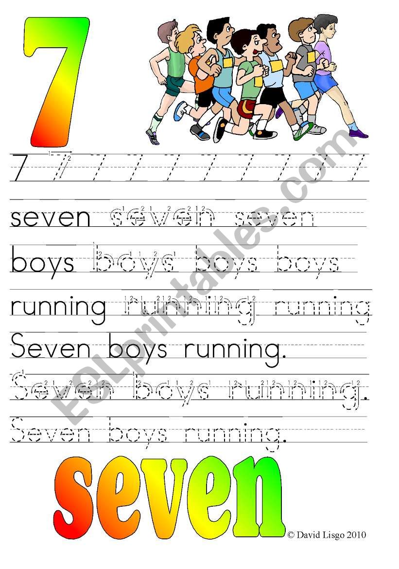 Know Your Numbers 7, 8 and 9: colour and B & W (six worksheets)
