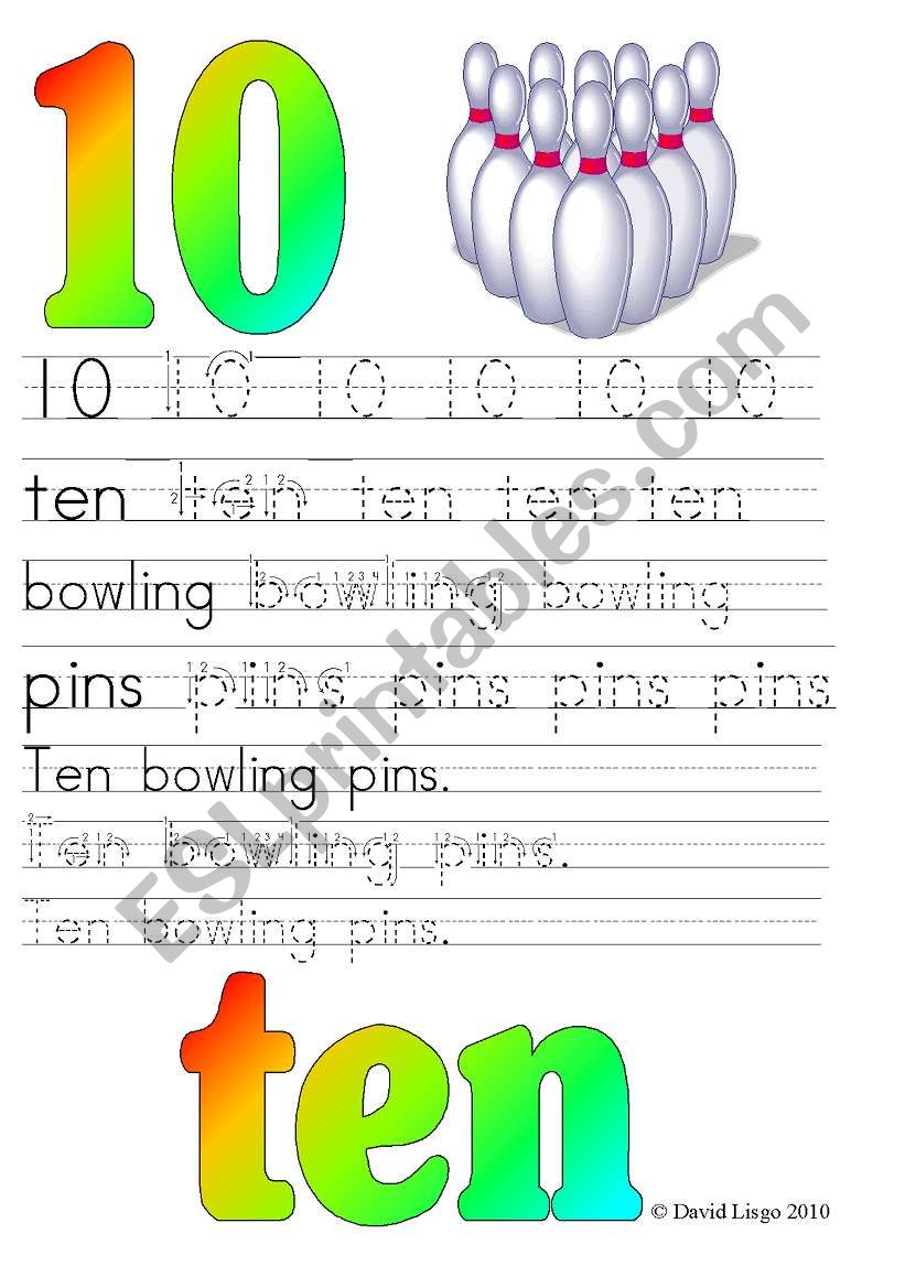 Know Your Numbers 10, 11 and 12: colour and B & W (six worksheets)