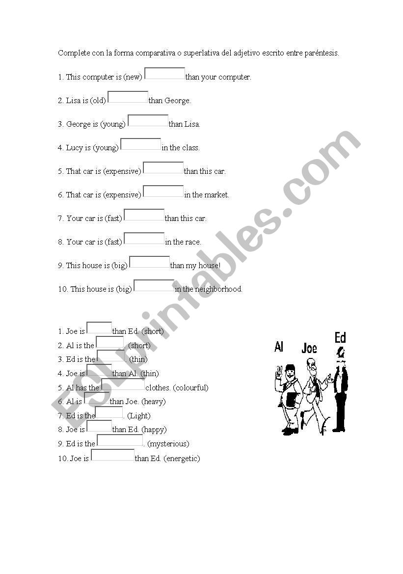 comparatives and superlatives worksheet