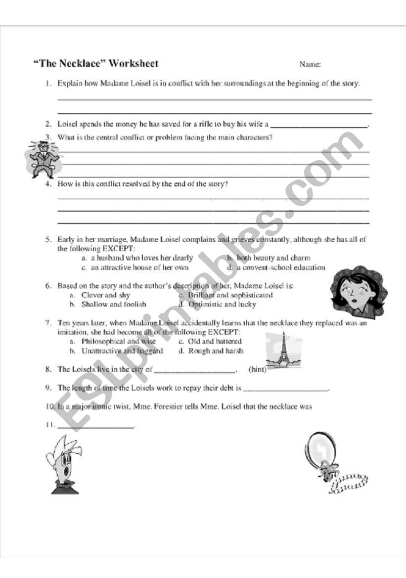 The necklace Worksheet worksheet