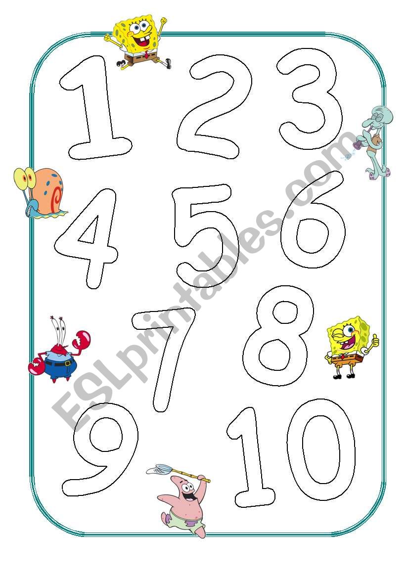 Colour the numbers 1 to 10 worksheet