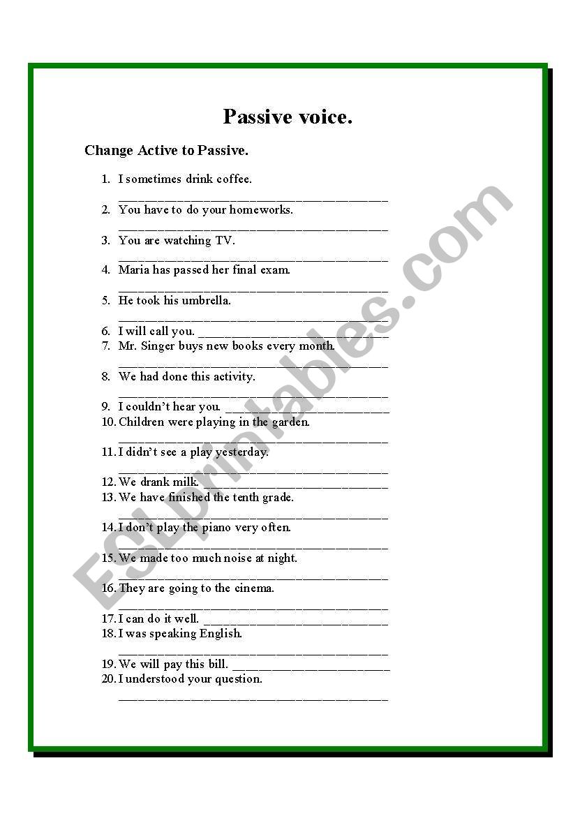 Passive voice worksheet