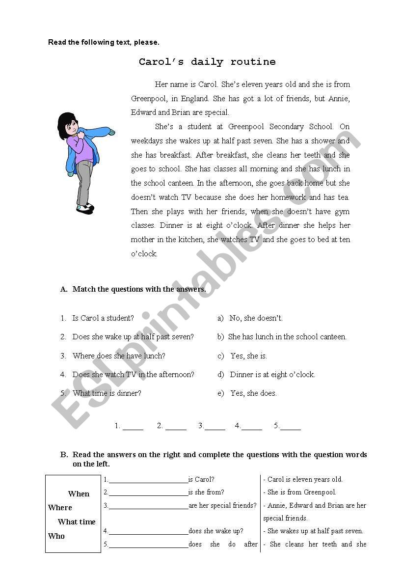 Daily Routine worksheet