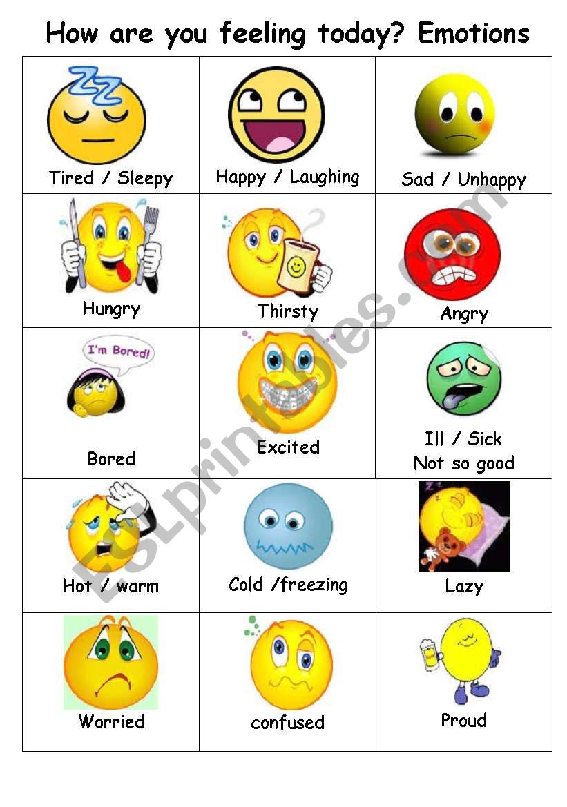 Feelings Emotions worksheet