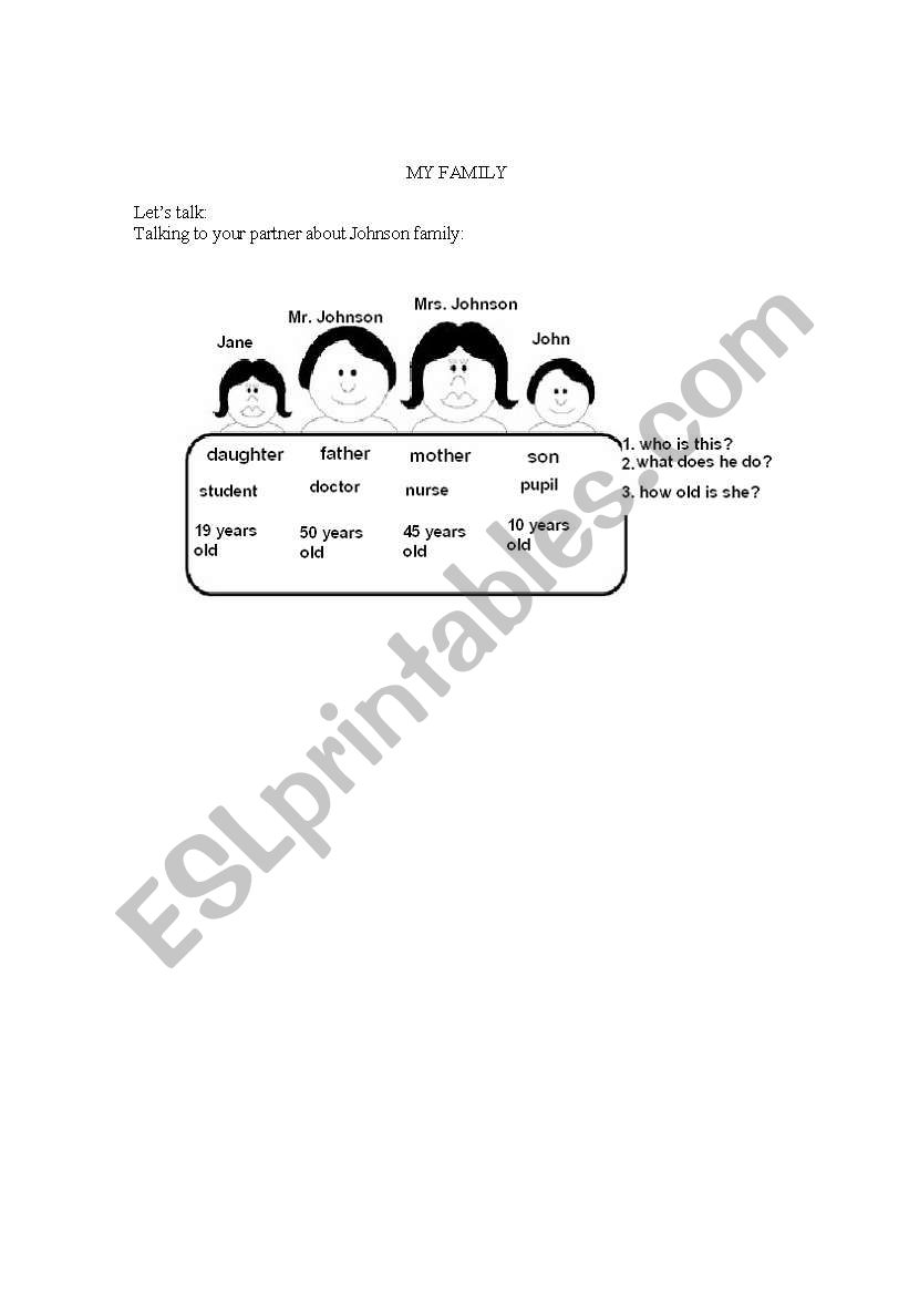 the Johnson family worksheet