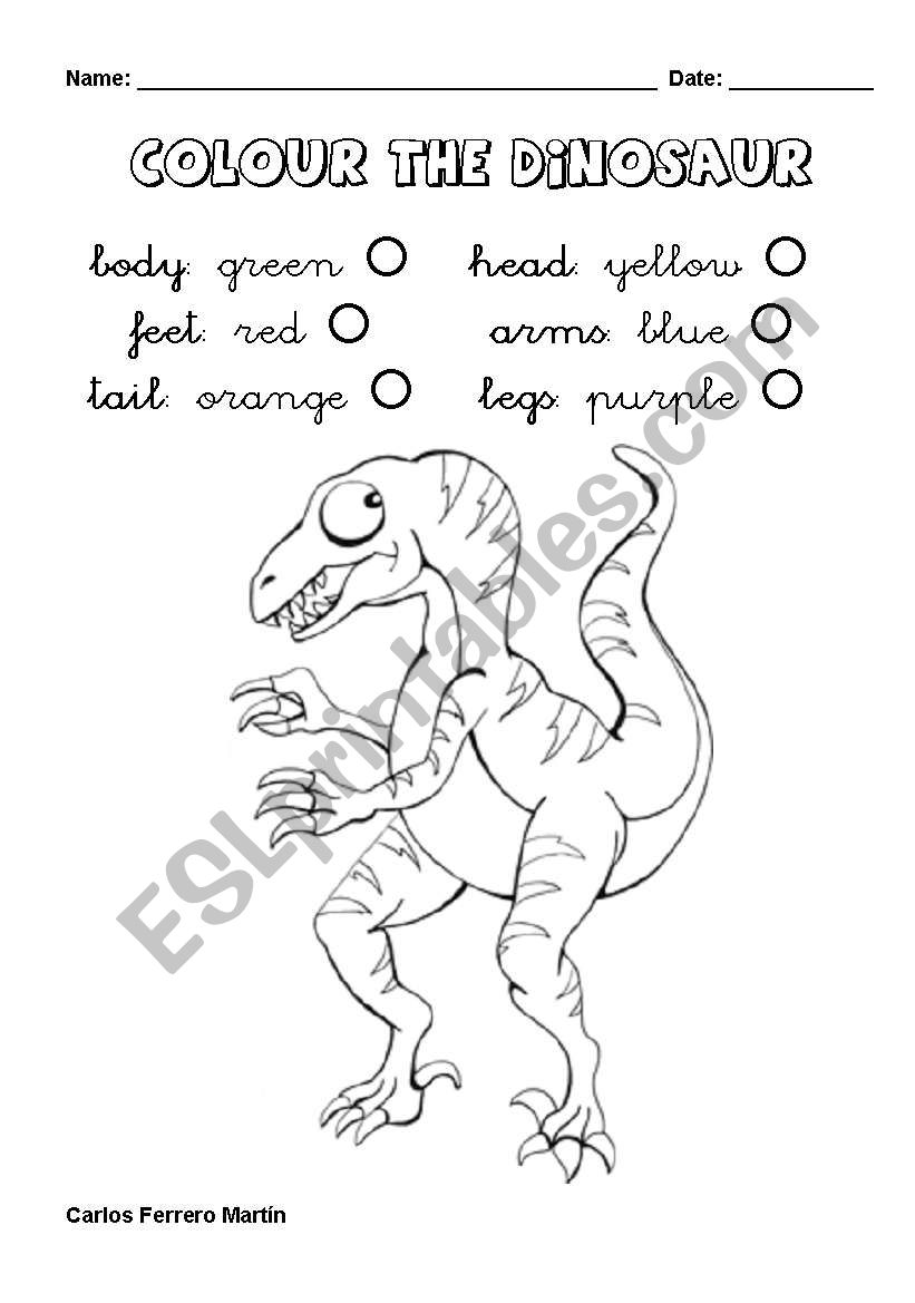 Colour the Dinosaur worksheet