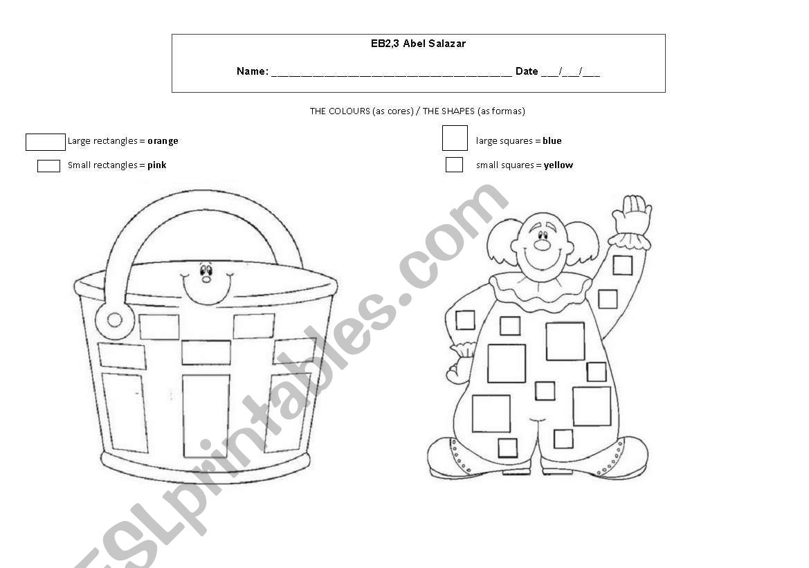 colours shapes & sizes 2 worksheet