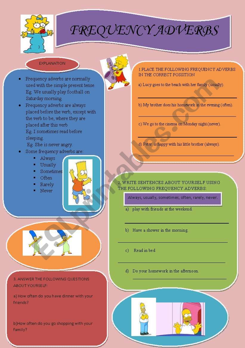 FREQUENCY ADVERBS worksheet