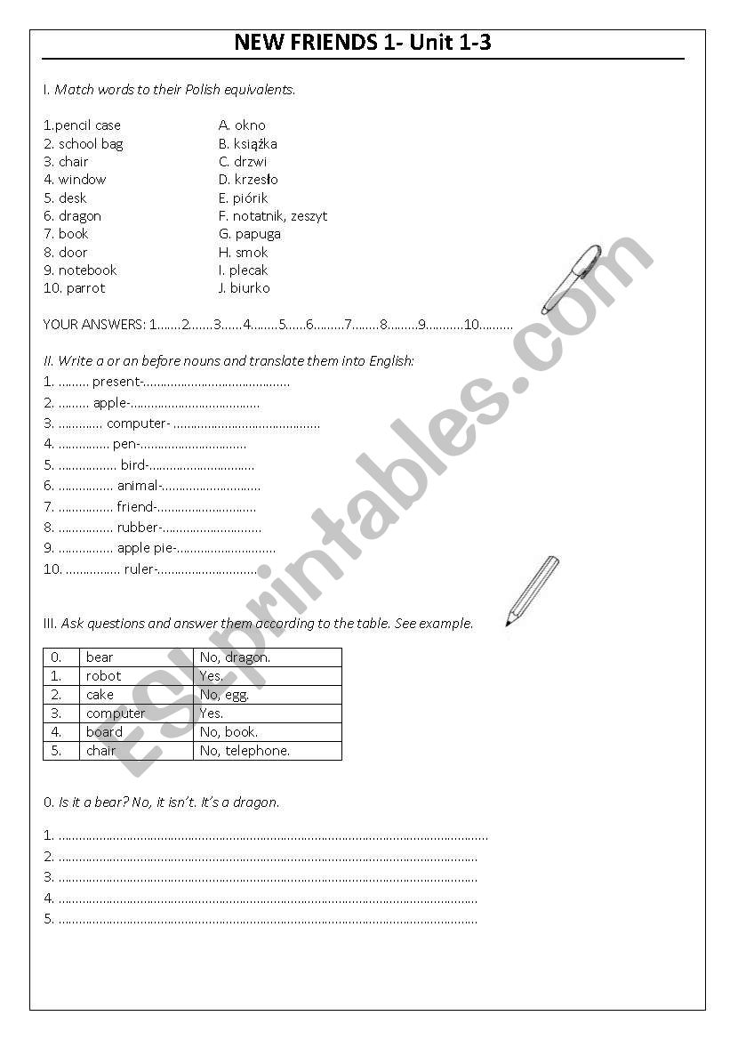 NEW FRIENDS 1 worksheet