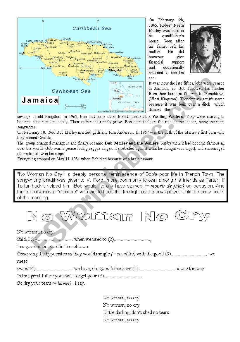 Bob Marley worksheet