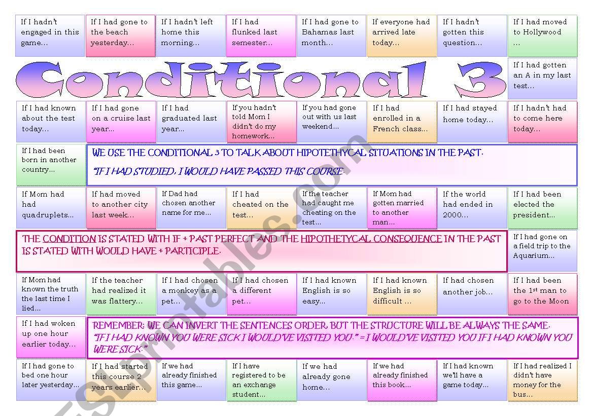 Conditional 3 boardgame ***fully editable