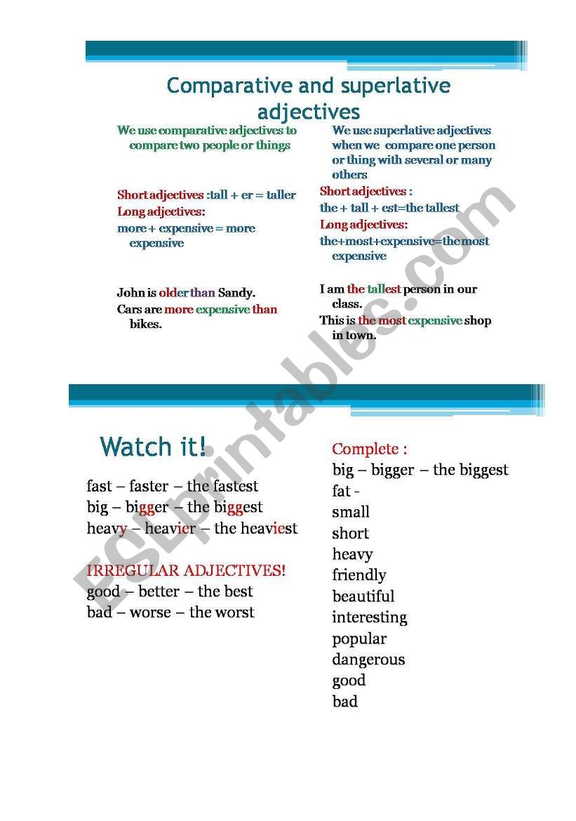 comparative and superlative adjectives