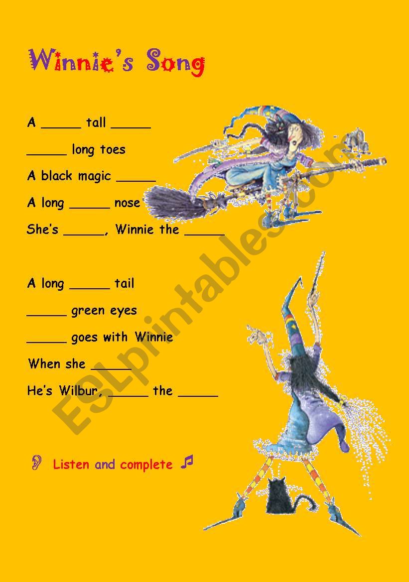 Winnies song worksheet