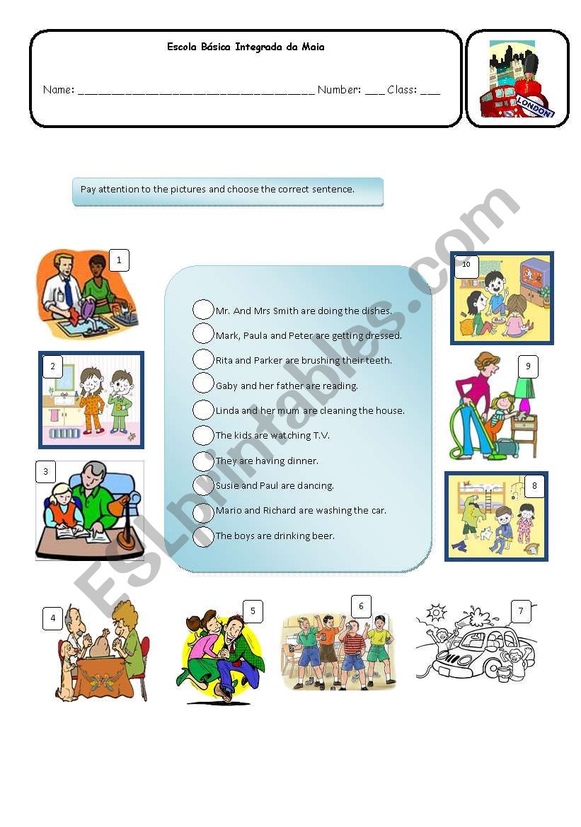 Present continuous worksheet