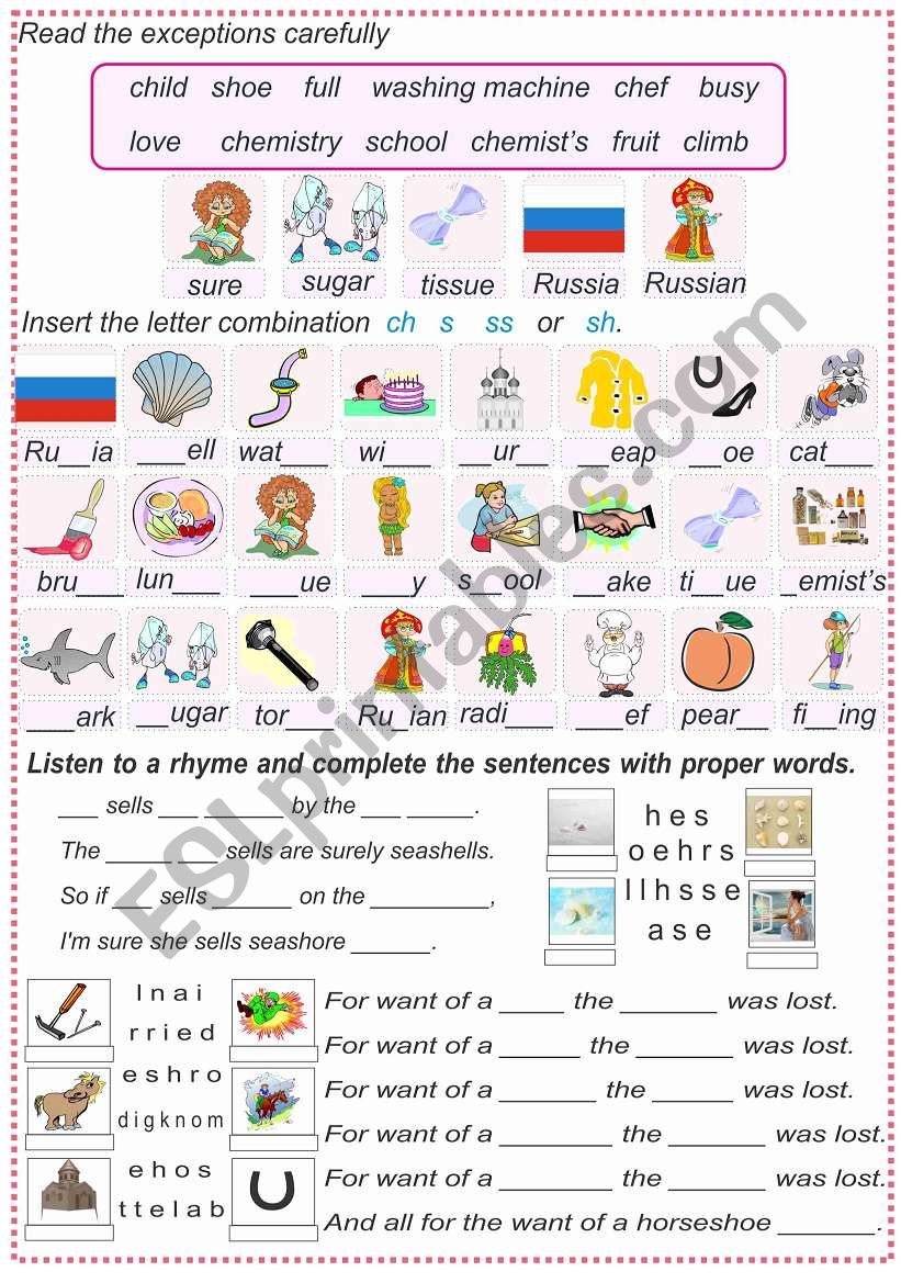 Reading s sh ch (2/2) worksheet