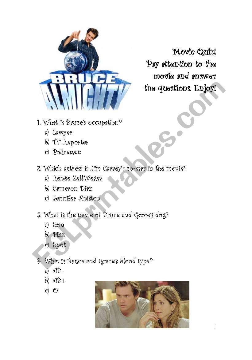 Bruce Almighty Movie Quiz (1/3)