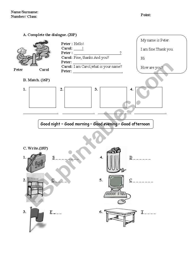 Enjoyable exam for 4th Grade Students (first term first exam)