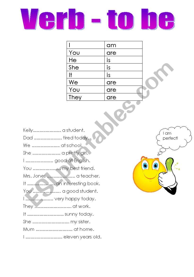 Verb - to be worksheet