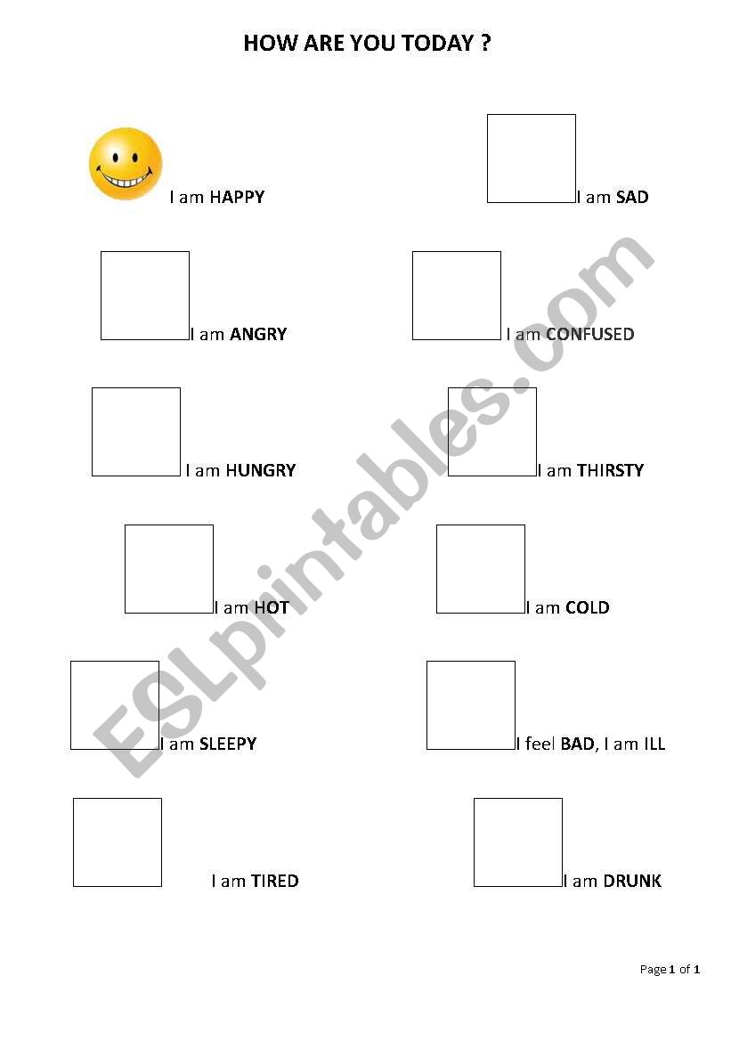 How Are You Today? worksheet