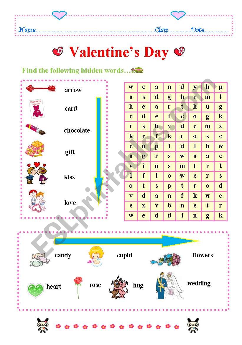 valentine wordsearch ( new ) worksheet