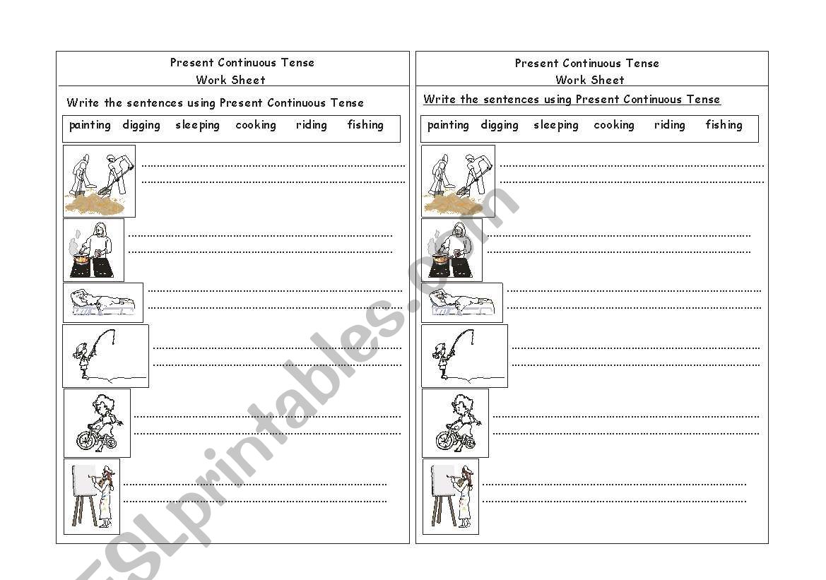 present continuous tense worksheet