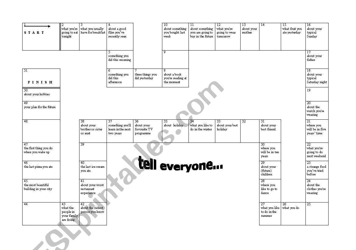 Conversation game worksheet