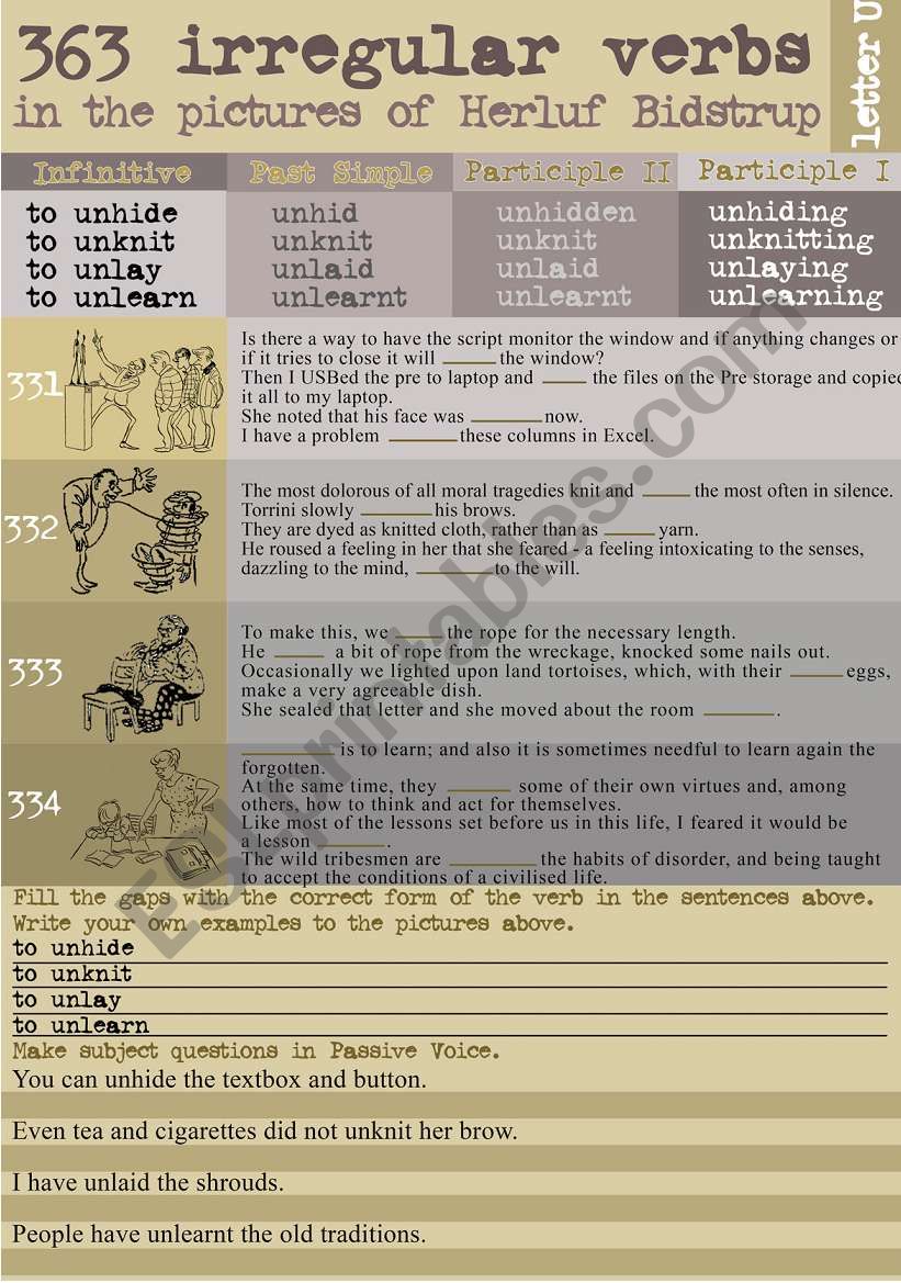 363 Irregular verbs in the pictures of Herluf Bidstrup