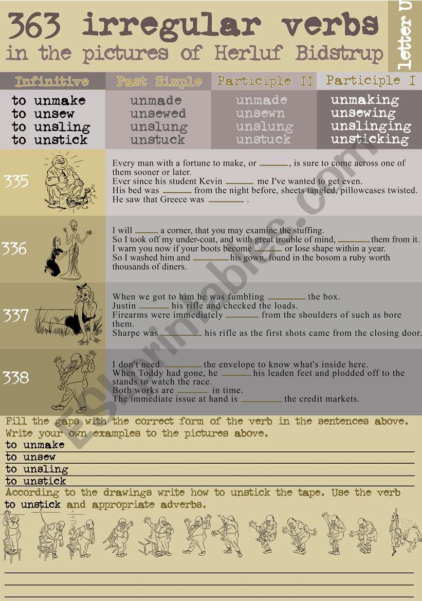 363 Irregular verbs in the pictures of Herluf Bidstrup´