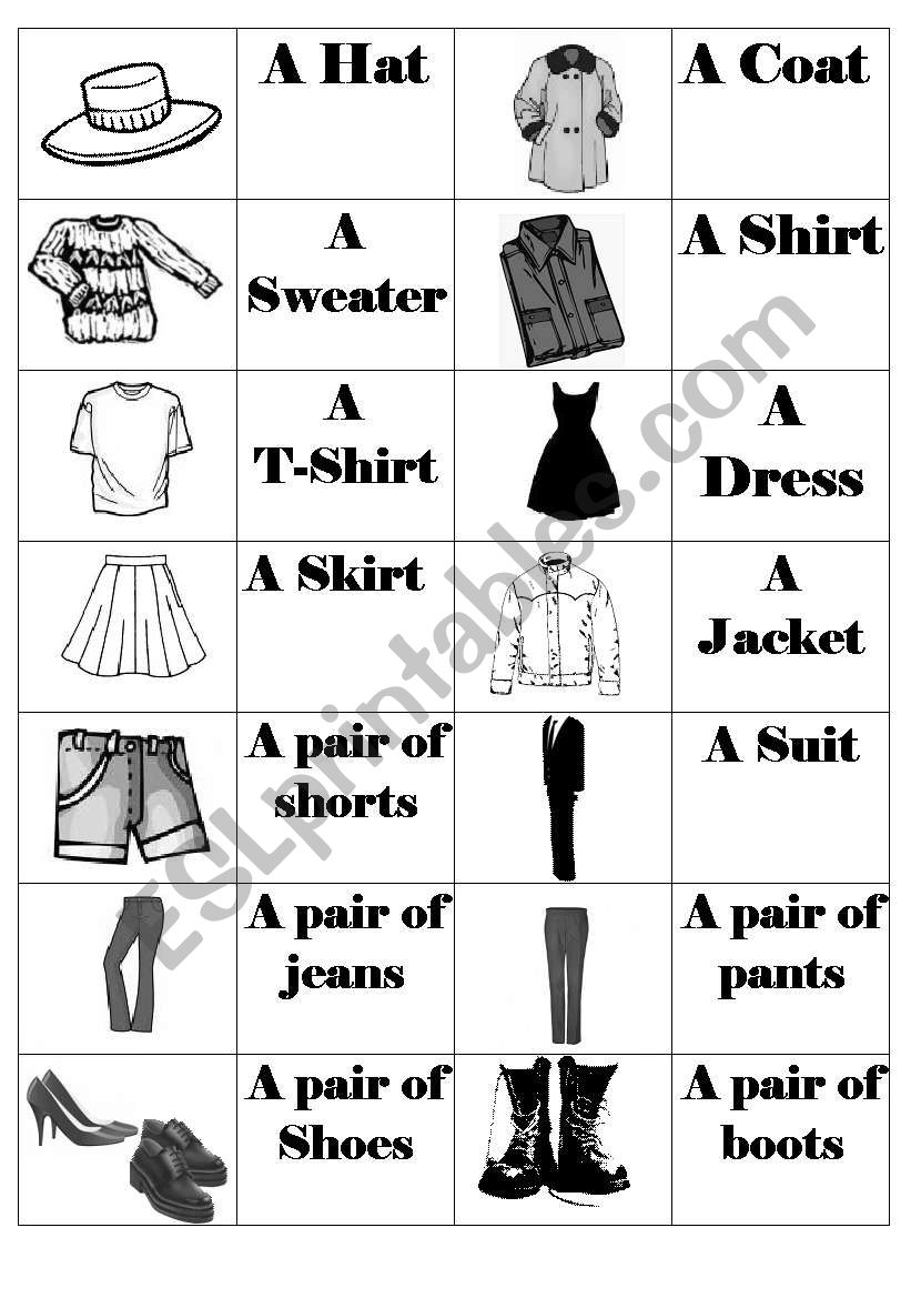 clothes falshcard / memory game