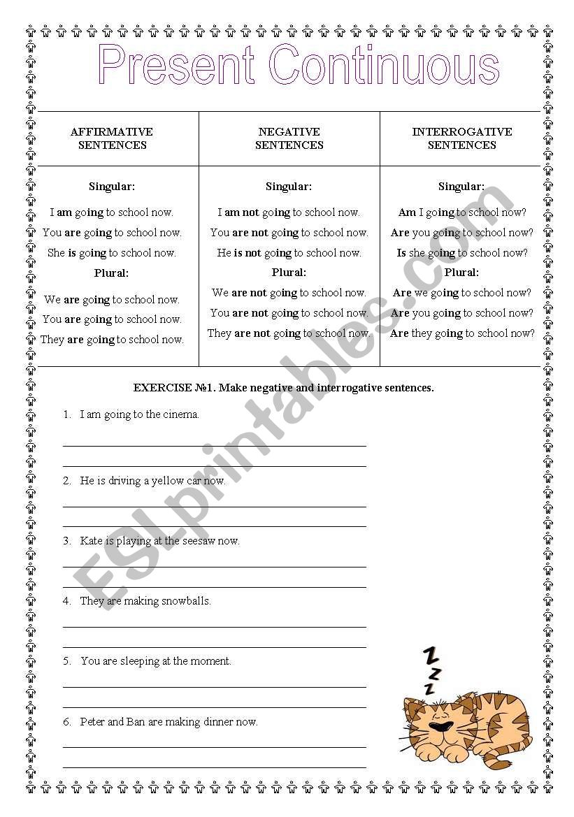 Present Continuous.  worksheet