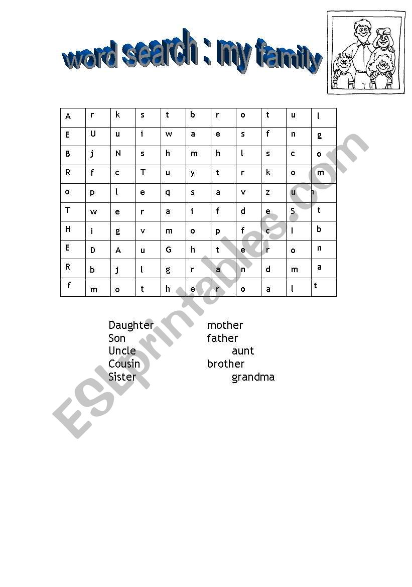 Family Word Search worksheet