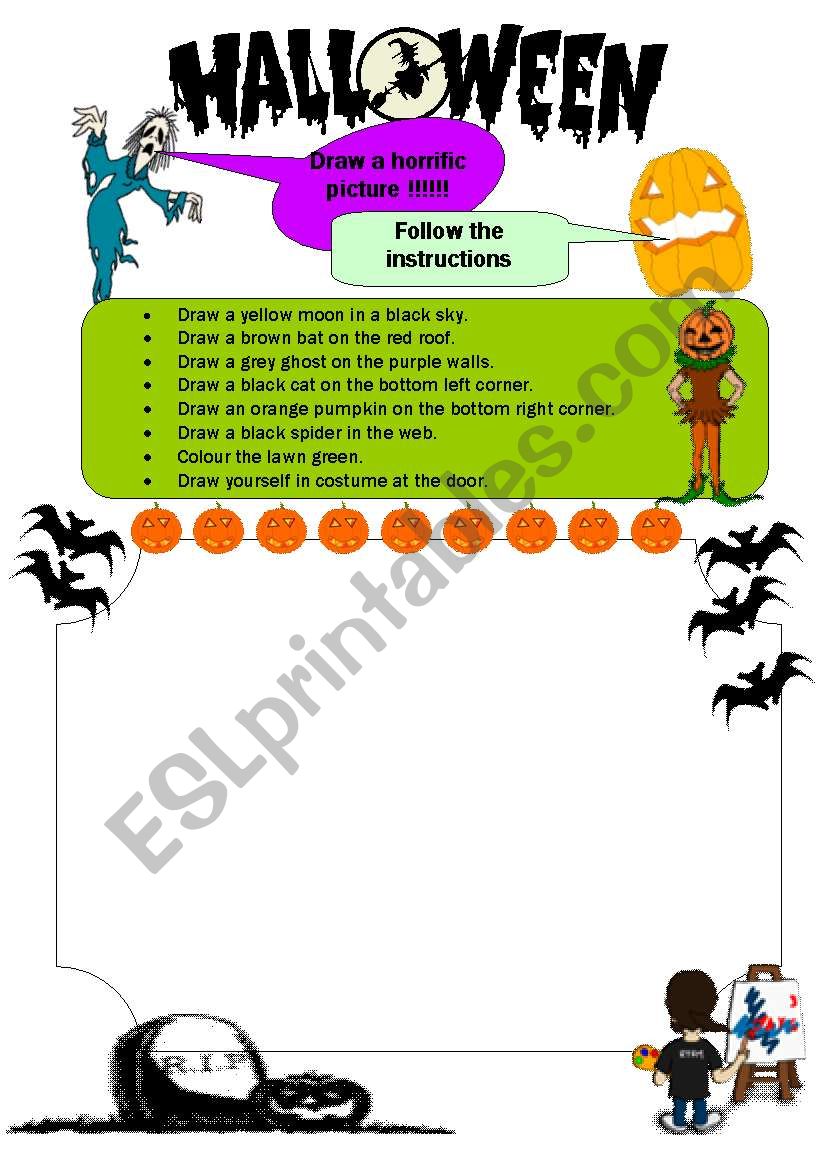 HALLOWEEN DRAWING worksheet