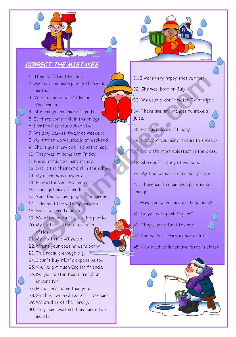 Mistakes 2 worksheet