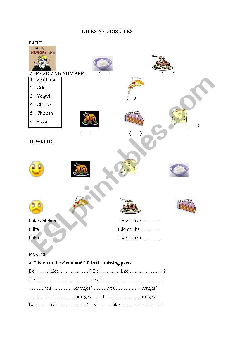 foods and drinks worksheet