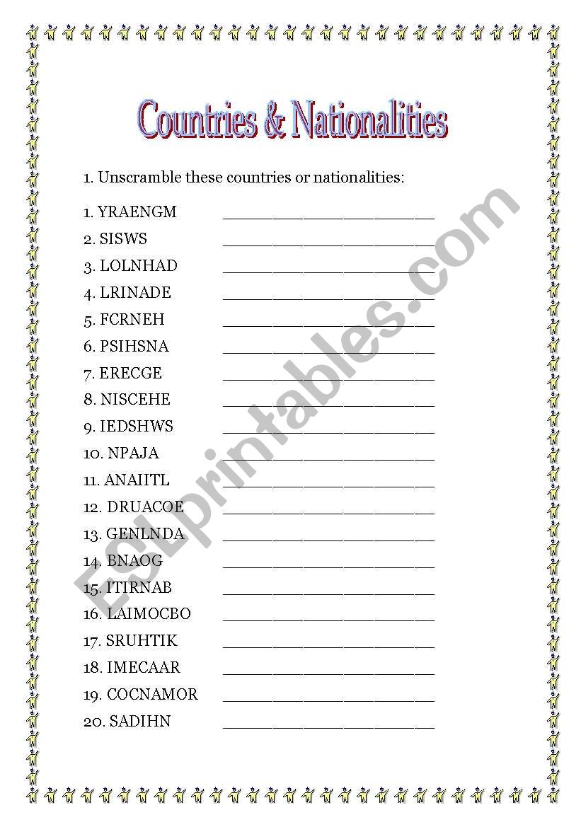 Countries & Nationalities worksheet