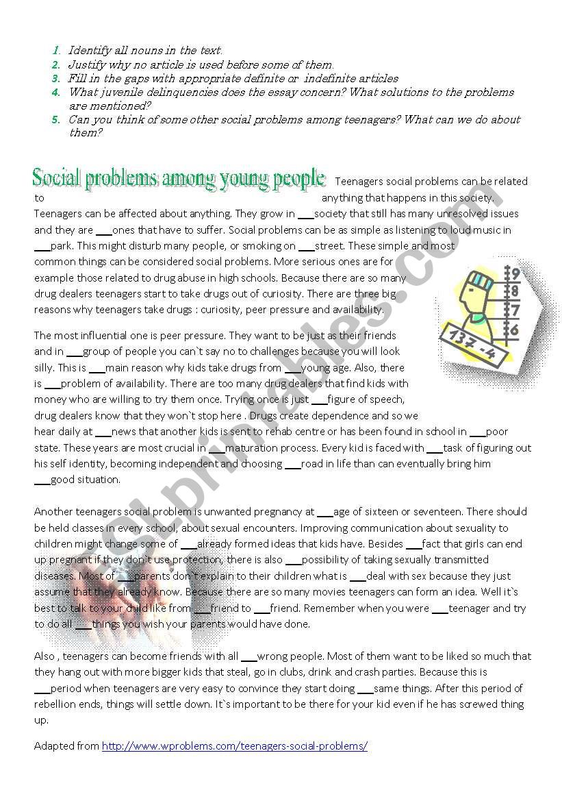 Social problems - articles practice
