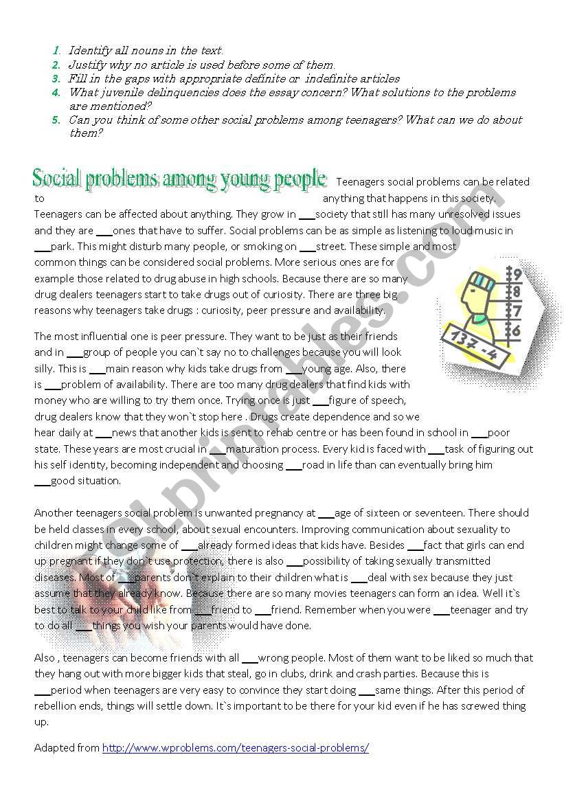 Social problems - articles practice