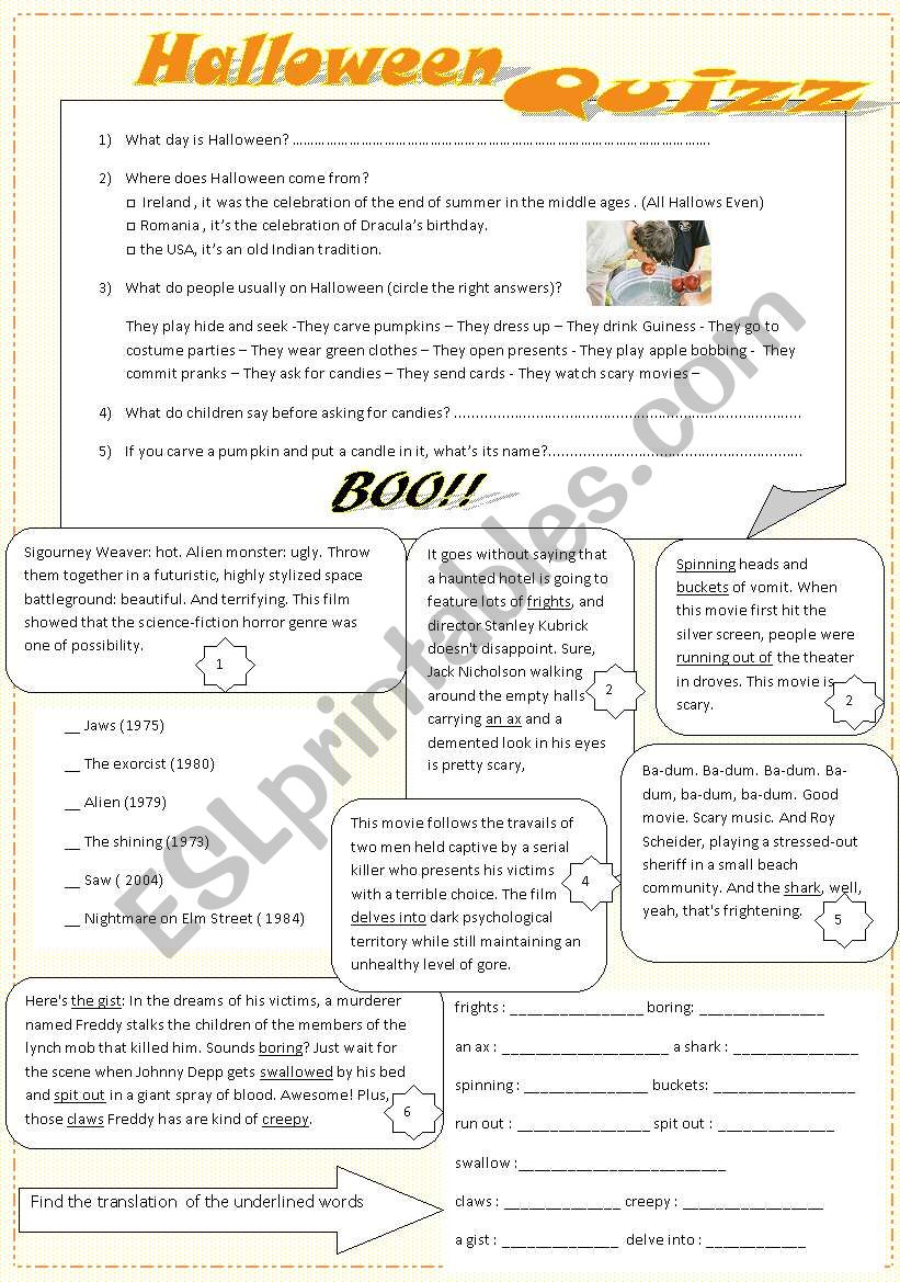 Halloween Quizz worksheet