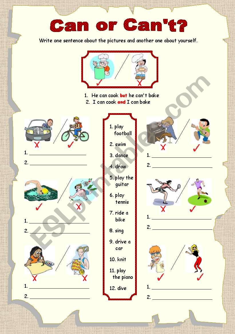 Can or Cant? worksheet