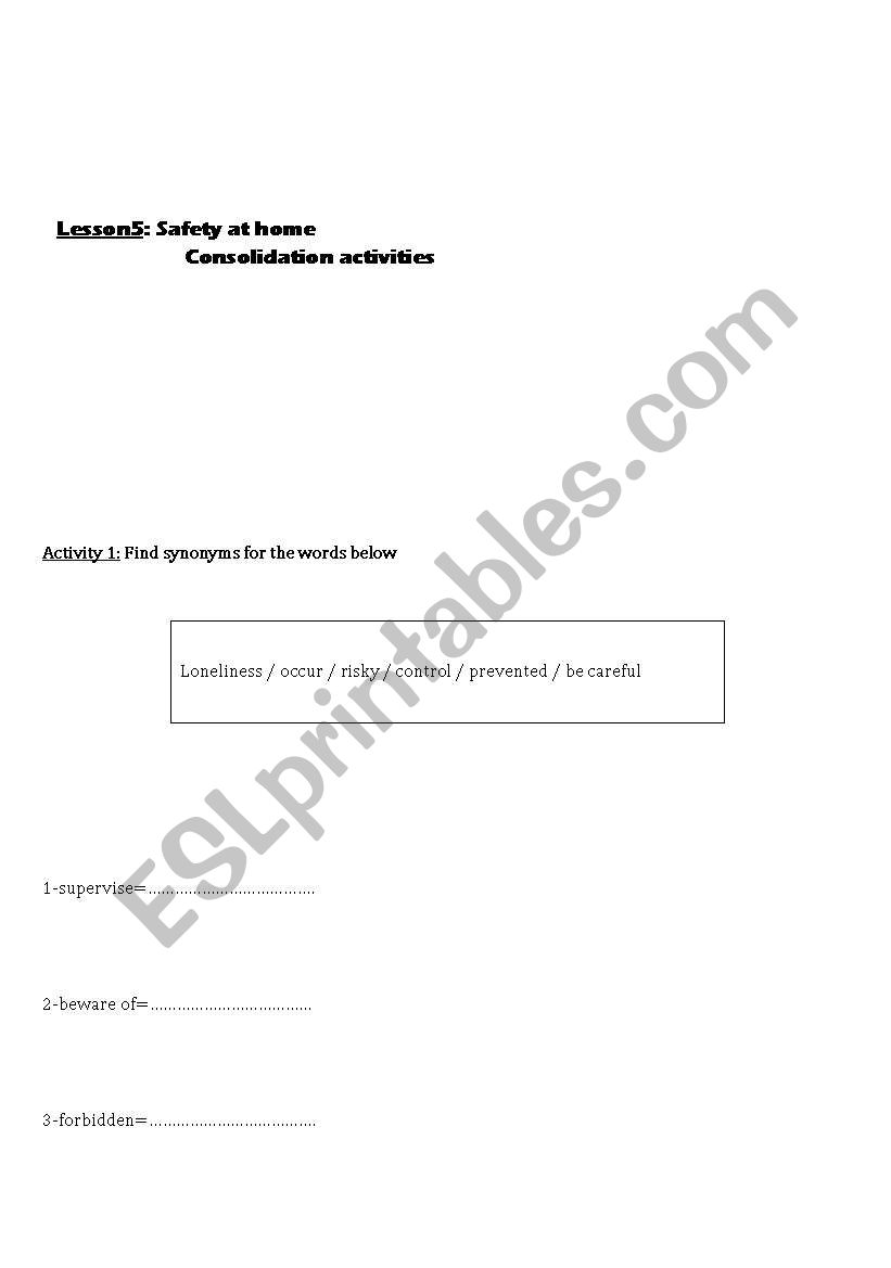 safety at home worksheet