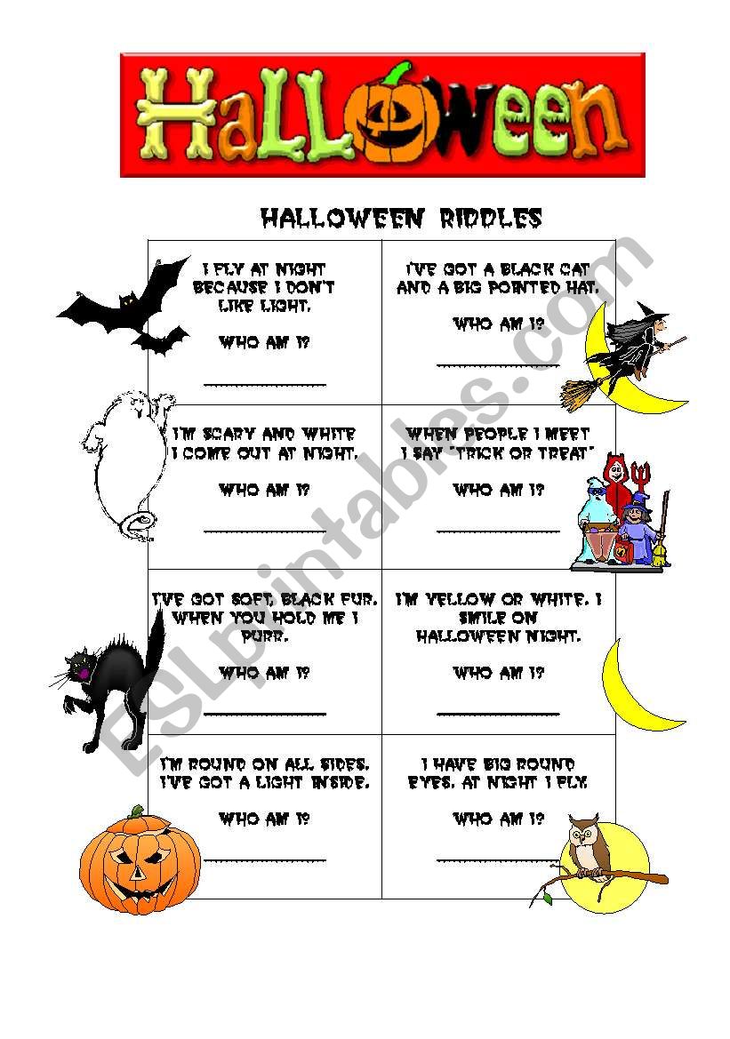 HALLOWEEN RIDDLES - ESL worksheet by gracefreire66