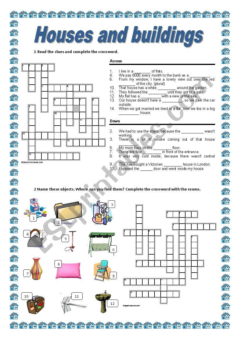 Houses and Buildings worksheet