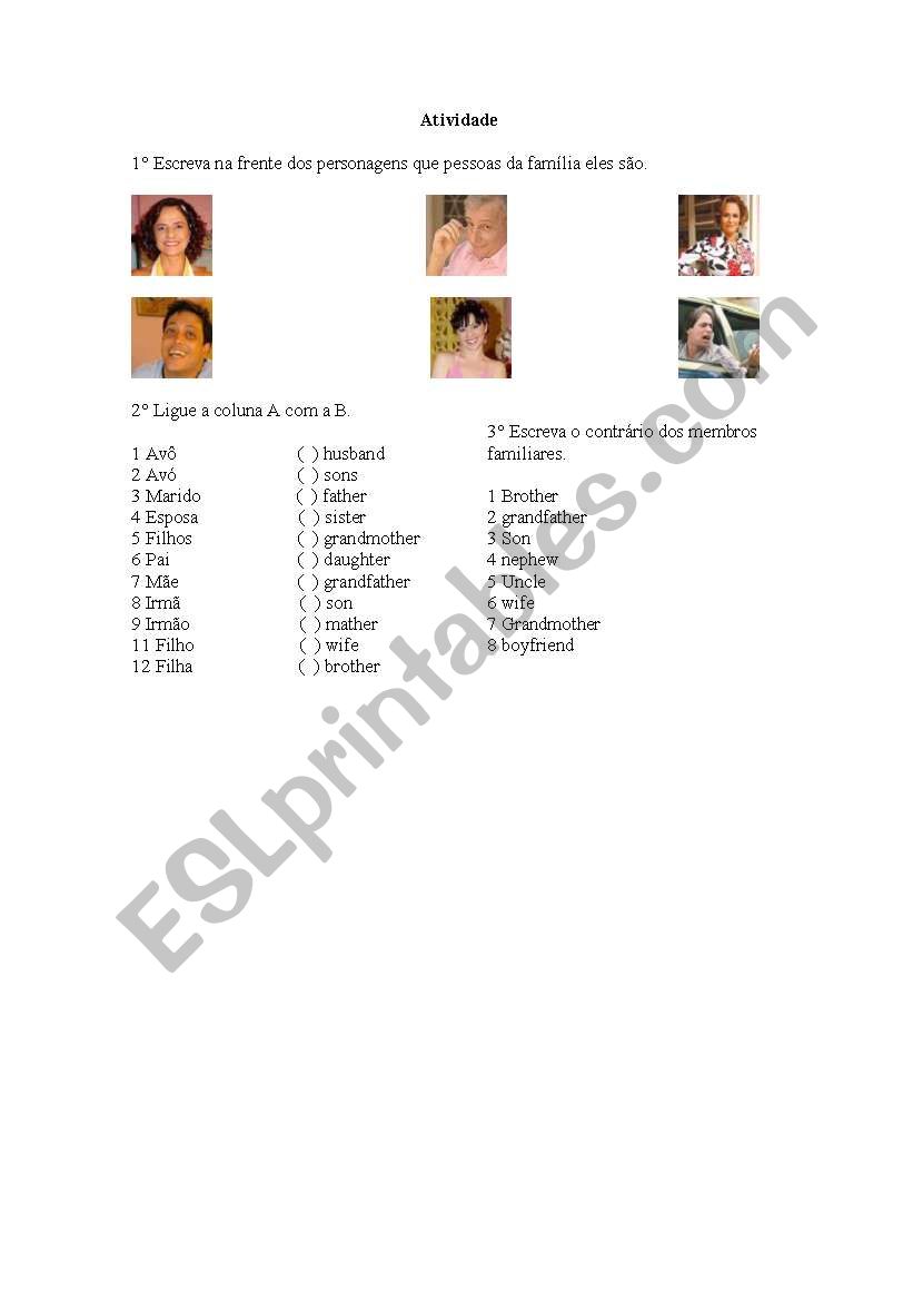 The big Family worksheet
