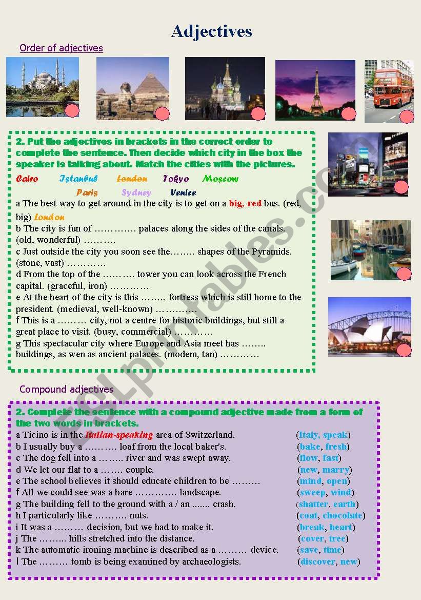 Adjectives worksheet