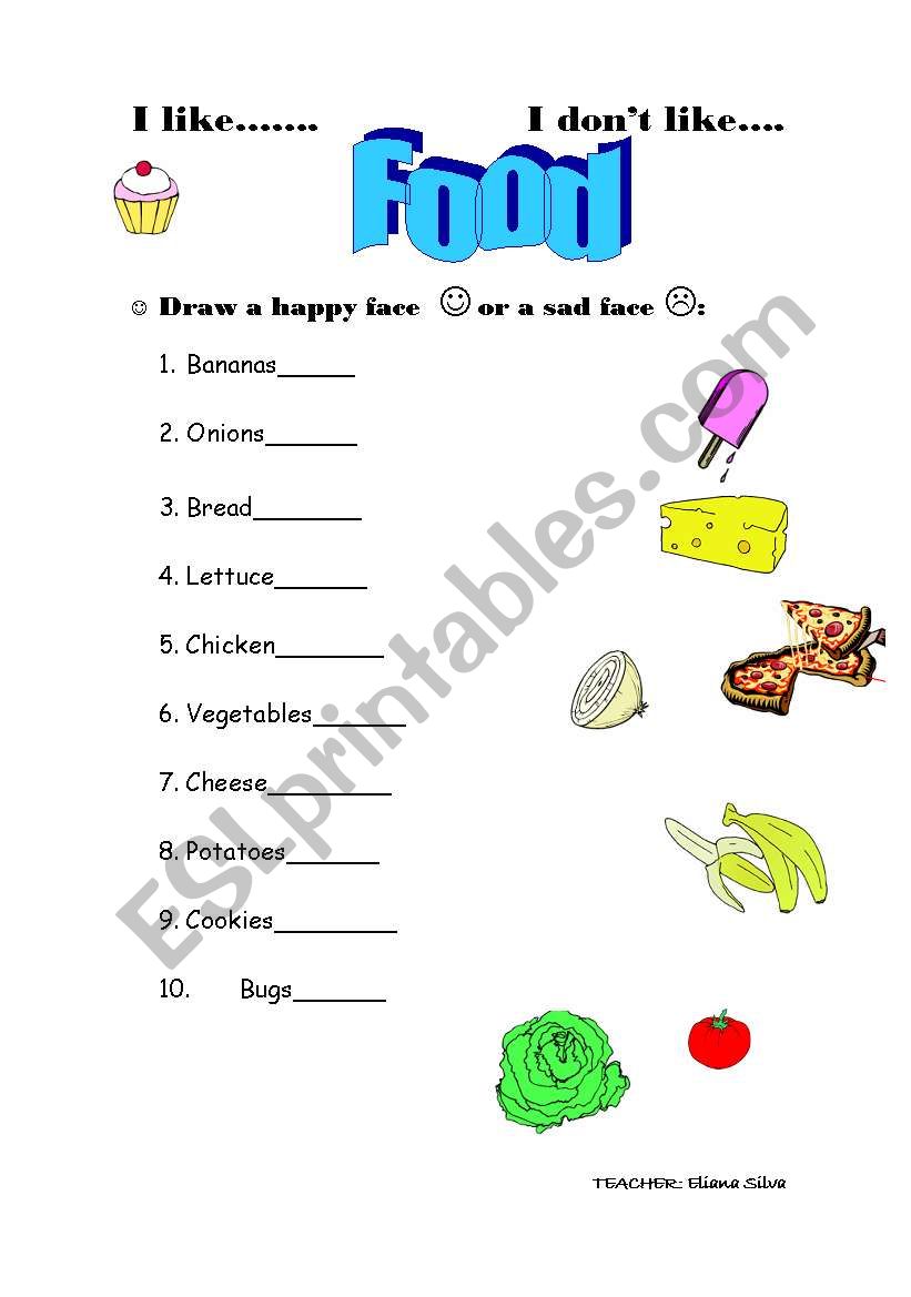 FOOD worksheet