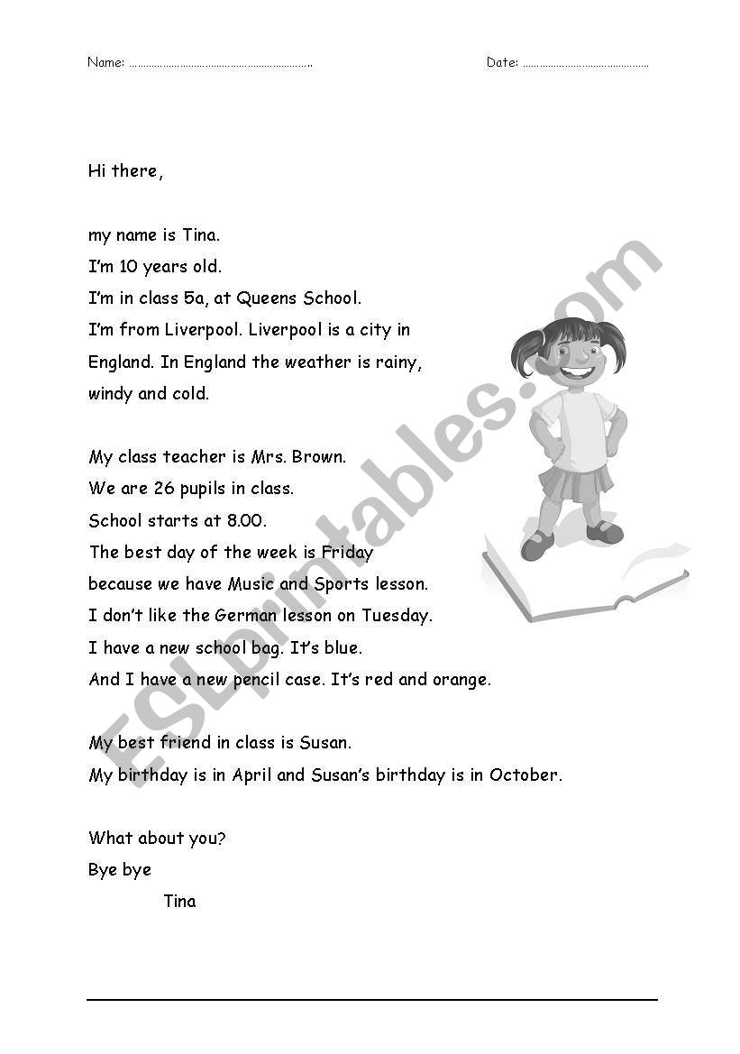 Tinas letter worksheet