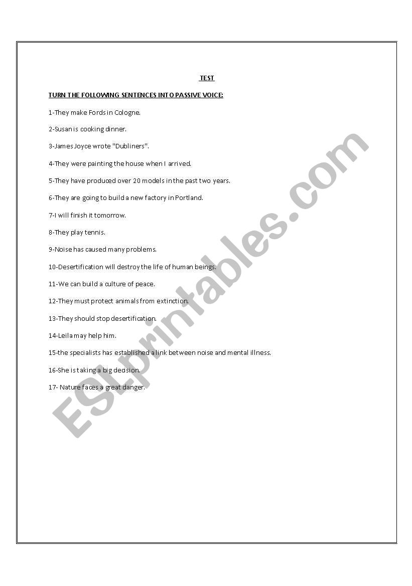 passive voice exercise worksheet