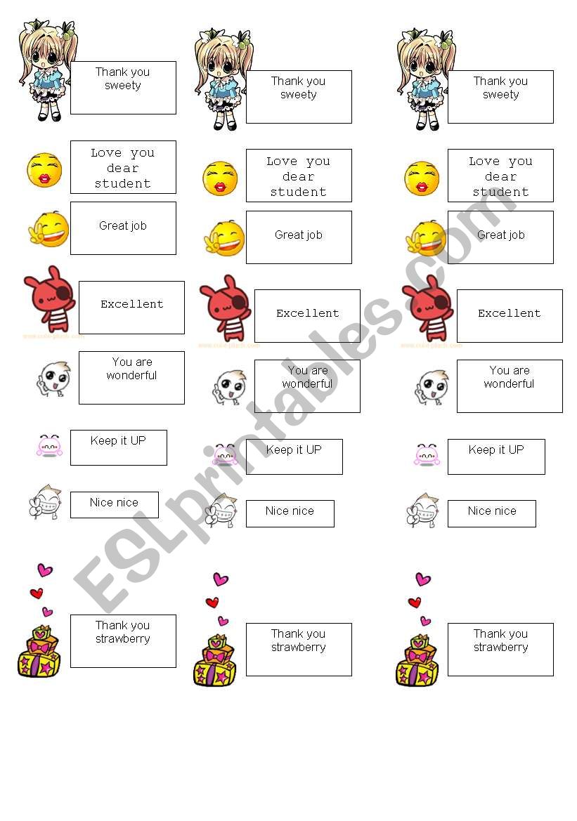 encouragement cards worksheet