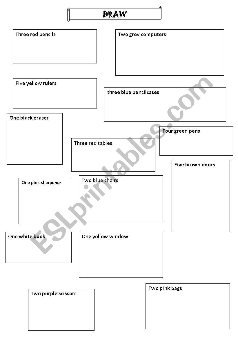 draw classroom objects worksheet