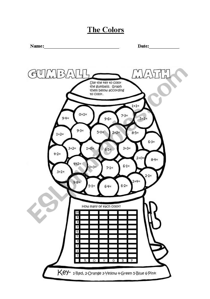 Colours-Gumball Match worksheet